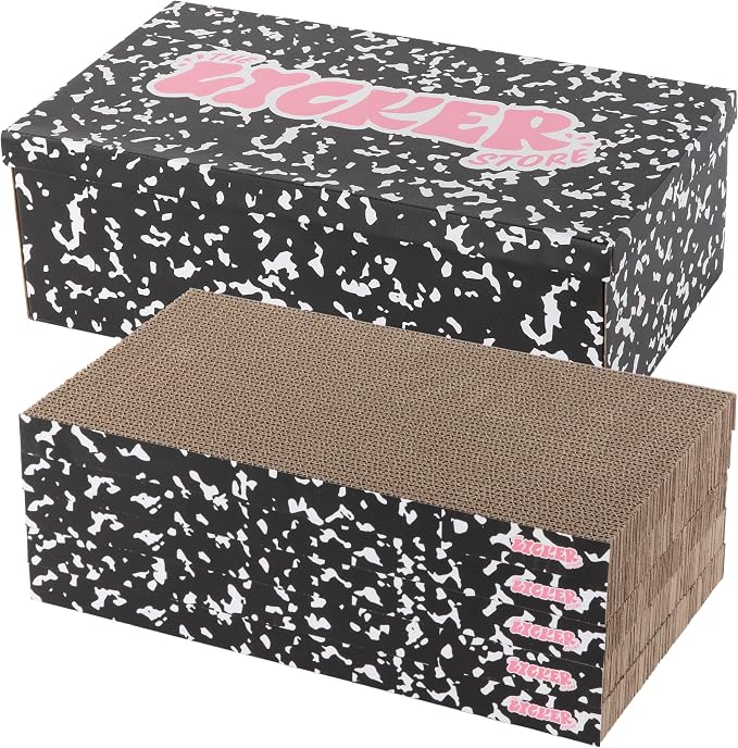 Naomi 18" x 10" Reversible Corrugated Cardboard Cat Scratcher Pads with Catnip, 5-Pack, Black/White Modern Furniture Protector CSR1009C - Image 8