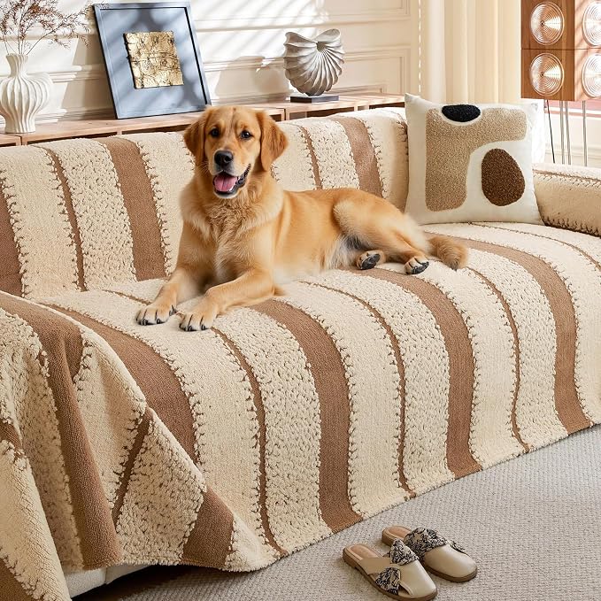 Sherpa Fleece Oversized Couch Cover for 3-4 Cushion Sofa, Gray 71" x 150" - Pet Proof Sofa Covers Heavy Duty Scratch Resistant Pet Friendly Furniture Cover - Easy Install, Machine Washable by WTHAVEN