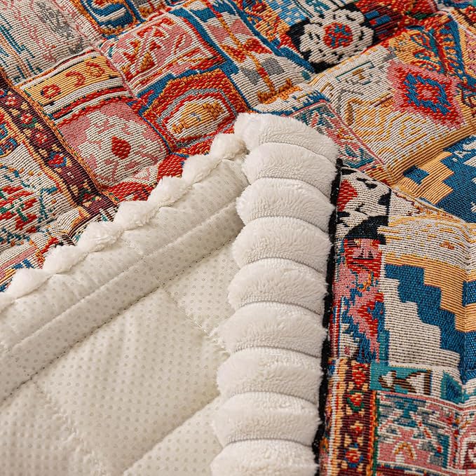 VClife Boho Eclectic Textured Sofa Cover, Ethnic Retro Dog Couch Cushion Cover for 3-4 Cushion Couch Sofa, Plush Soft Anti Slip and Washable Couch Cover for Sectional L Shape Sofa - Image 9