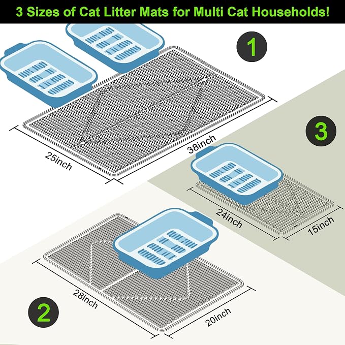 Mofason Cat Litter Mat XXL, Pearl Waterproof Litter Box Mats Extra Large | Washable 38"x25" silicone kitty litter box mat for floor; jumbo extra large pet trapping rug pad, cat litter matt easy clean - Image 3