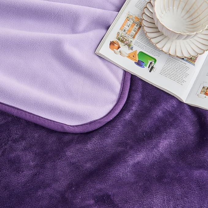 Waterproof Blanket 40"x60" for Adults, Reversible Waterproof Bed Cover for Dogs Cats Pets, Soft Leakproof Blanket for Bed Couch Sofa Furniture Protector, Dark Purple/Light Purple - Image 5