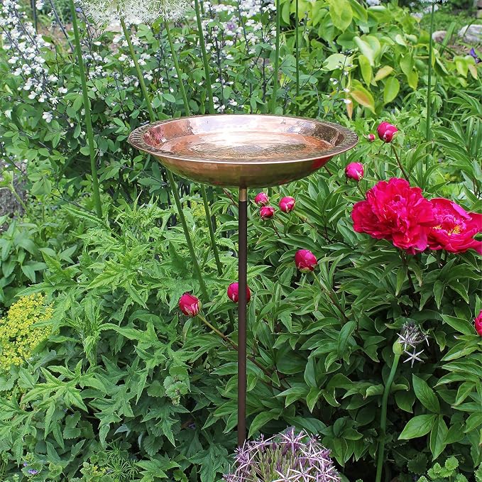 Achla Designs Hammered Copper Birdbath Bowl with Stake - Image 3