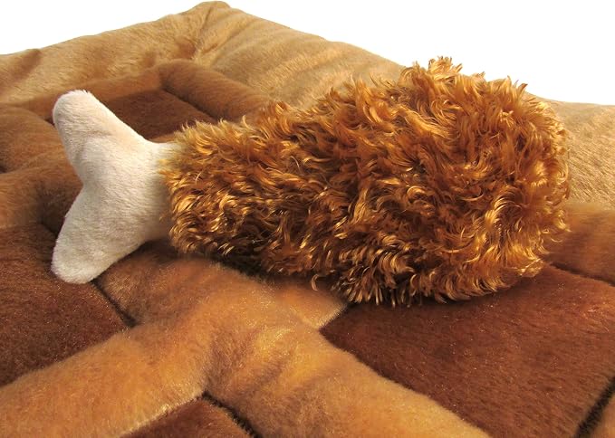 TONBO Soft Plush Small Cute and Cozy Chicken and Waffles Dog Cat Bed, Chicken Crinkle Toy Included, Washer and Dryer Friendly (Brown) - Image 3