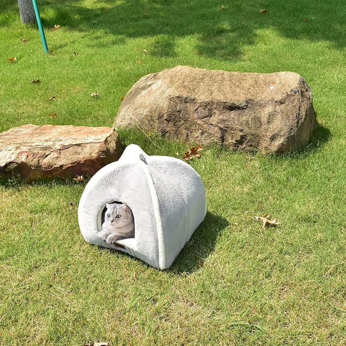 Cat Bed for Indoor Cats - Cat Cave Bed Cat House Cat Tent with Removable Washable Cushioned Pillow, Soft and Self Warming Kitten beds,Cat Beds & Furniture,for Small and Medium Pet Bed. - Image 6