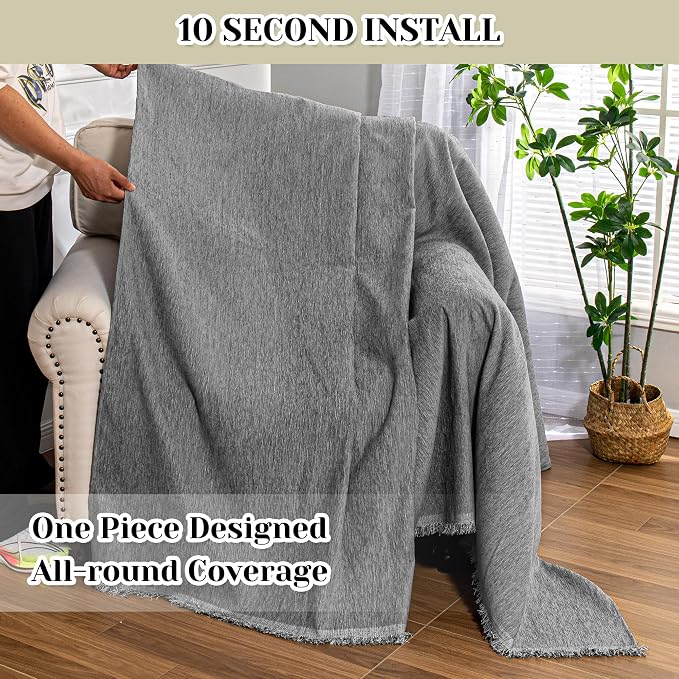 MEETSKY Oversized Chair Cover Washable Recliner Chair Covers, Armchair Couch Cover Sofa Throw Cover for Single Couch, Soft Small Sofa Slipcovers for Pet, 71"x 91", Dark Grey - Image 4