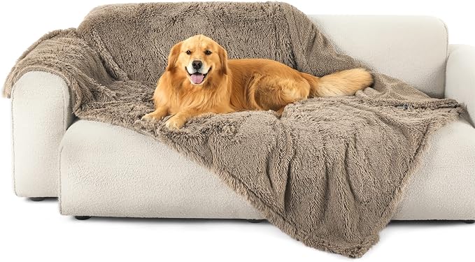 Bedsure Waterproof Dog Blankets for Large Dogs, Fluffy Faux Fur, 60×80" | Plush Fuzzy Reversible Pet Blankets for Couch and Bed, Soft Calming Throw Blanket Washable, Dog Gift, Twin Size, Brown - Image 8