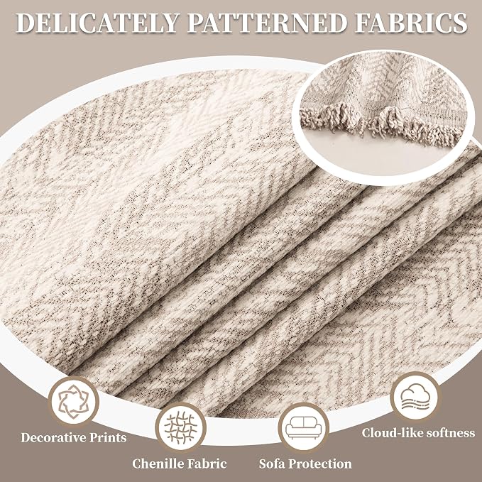 1OO% Waterproof Sectional Couch Covers for Dogs L Shaped Corner Sofa Cover Washable Chenille Sofa Slipcovers Blanket Modern Jacquard Pet Furniture Protector (91"x276", Light Khaki) - Image 7