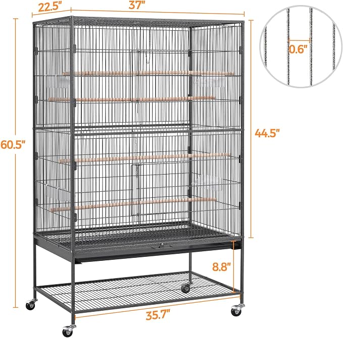 Yaheetech 60.5inch Extra Large Bird Cage Metal Parrot Cage Flight Cage for Cockatiels African Grey Quaker Green Cheek Sun Conure Medium Birds Parrots - Image 5