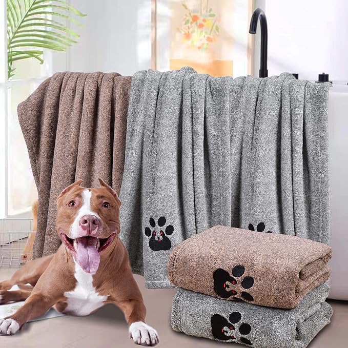 Dogvingpk Dog Towel Super Absorbent Soft Quick Drying Microfiber Pet Bath Towels for Medium & Small Dogs (M-36" * 28", Grey) - Image 7