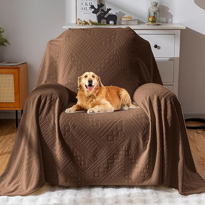 Waterproof Recliner Chair Covers, Anti-Slip Reclining Chair Covers, Pet-Friendly, Washable, Durable and Breathable Couch Covers – Reversible Design for Sofa Protection(71x71in/Brown) by YUEANG
