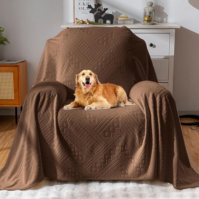 Waterproof Recliner Chair Covers, Anti-Slip Reclining Chair Covers, Pet-Friendly, Washable, Durable and Breathable Couch Covers – Reversible Design for Sofa Protection(71x71in/Brown) by YUEANG
