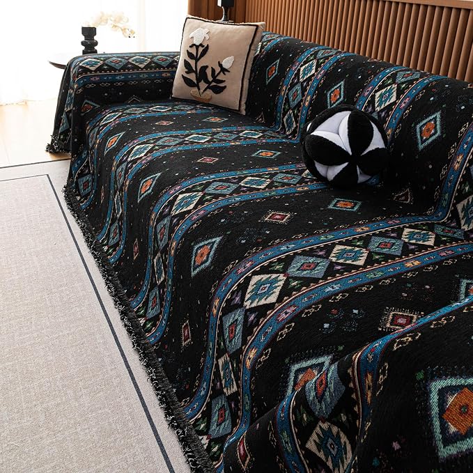 ROOMLIFE Couch Cover 3 Cushion Sofa, Washable Non Slip Furniture Sofa Protector Cover, Soft Chenille Sofa Slipcovers Sectional L Shape Dogs Couch Cover Throw Blanket with Tassels 71''X118'' - Image 8