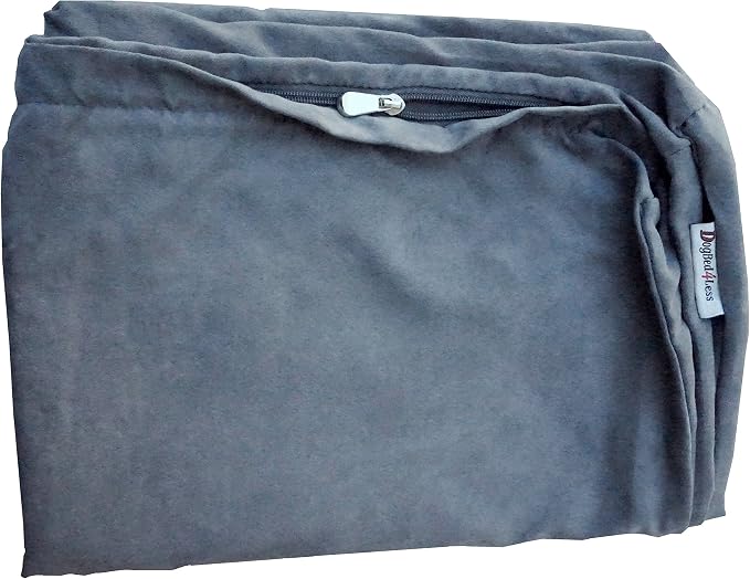 Dogbed4less 47X29X4 Inches XL Size : Suede Fabric External Replacement Cover in Gray Color with Zipper Liner for Dog Pet Bed Pillow or pad - Replacement Cover only by Dogbed4less