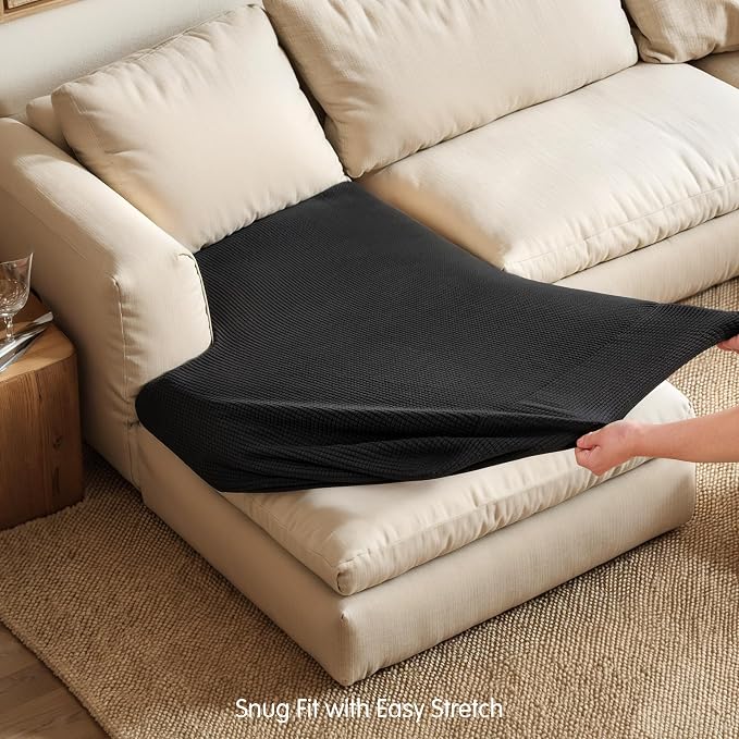 Hokway Stretch Chaise Cover Individual Couch Cushion Slipcovers Reversible Cushion Protector Slipcovers Sofa Cushion Protector Covers (Chaise Cover, Black) - Image 5