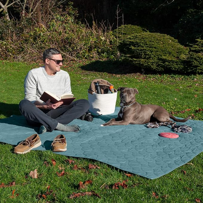 Furhaven Waterproof & Non-Slip King Size Mattress Cover Protector for Dogs & Cats, Washable, For Beds, Couches, & Car Seats - Quilted Twill Blanket Mattress Cover - Nile Blue, Jumbo/King Size - Image 4