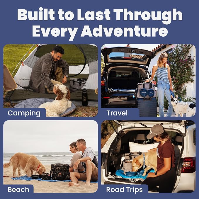 Rubyloo Original Doggy Bag™ Dog Travel Bag for Supplies with Travel Bowls | 2 BPA-Free Collapsible Bowls, 2 Pet Food Containers, TSA-Ready, Road Trips, Camping, Weekend Getaways, Doggy Gift, Grey - Image 4