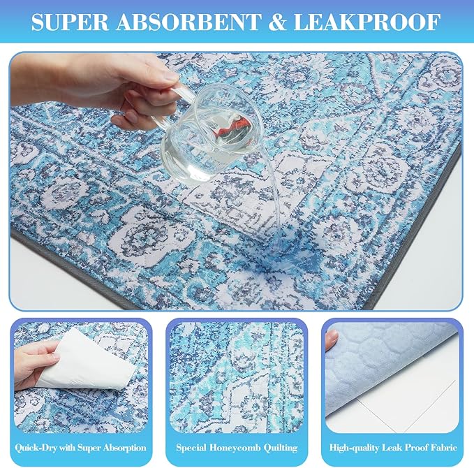 Dogcator Ocean-Blue Non-Slip Dog Washable Pee Pad Extra Large 72" x 72", Reusable Pet Training Pad for Dogs, Cats, and Puppies - Image 2