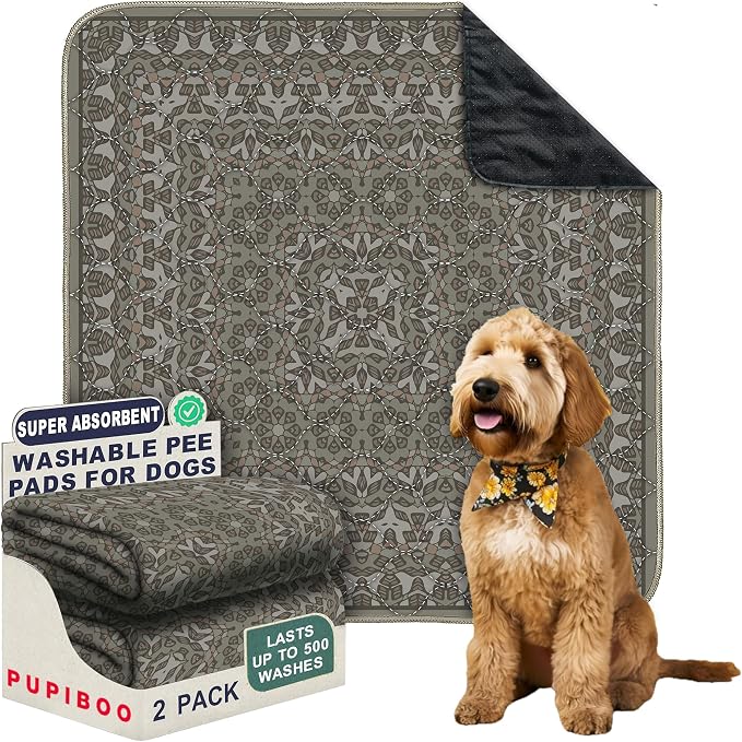 PUPIBOO Washable Pee Pads for Dogs and Cats - Super Absorbent Reusable Puppy Training Pads - 100% Waterproof, Leak-Proof & Non-Slip Whelping Pads for Pet Housebreaking by PUPIBOO