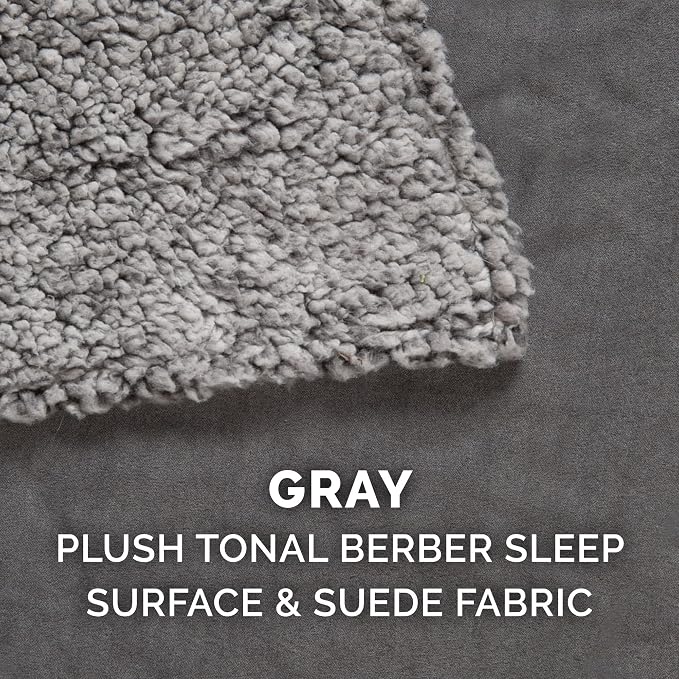 Furhaven Replacement Dog Bed Cover Berber & Suede Blanket Top Mattress, Machine Washable - Gray, Medium - Image 4