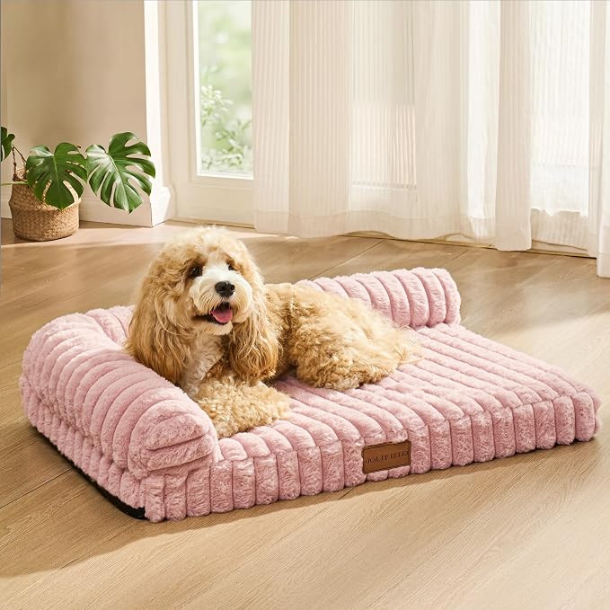 Orthopedic Calming Medium Dog Bed Pet Sofa Bed 30''X20'' Pink | 2-Sided Pet Couch Medium Size Dog, Soft Egg-Crate Foam Dog Mat, Waterproof Removable Washable Cover, Nonskid Bottom Cat Bed by Unknown