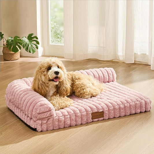 Orthopedic Calming Medium Dog Bed Pet Sofa Bed 30''X20'' Pink | 2-Sided Pet Couch Medium Size Dog, Soft Egg-Crate Foam Dog Mat, Waterproof Removable Washable Cover, Nonskid Bottom Cat Bed by Unknown