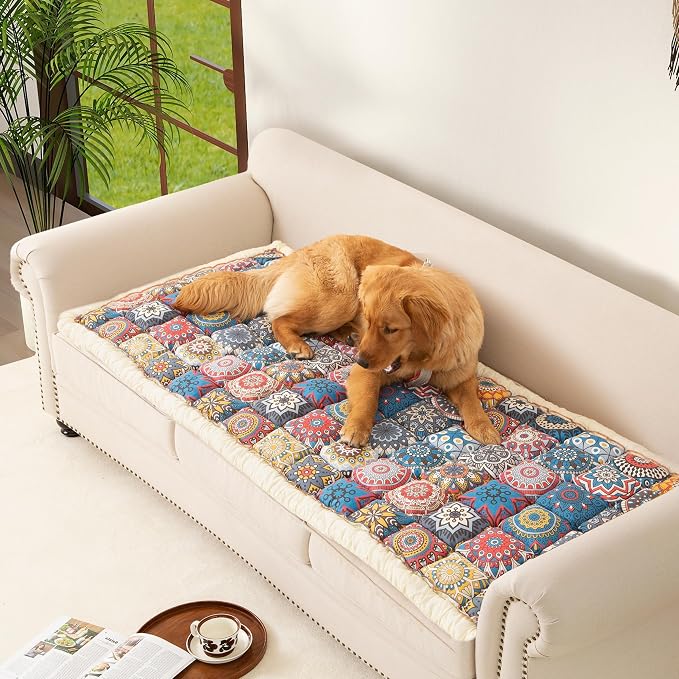 Couch Cover for Sofa, Sectional Couch Cover for Dogs, Sofa Cover Washable, Cushion Cover Blanket Pad Bed Mat for Pets, Boho Furniture Protector, Blue, 27.6x82.7in by Unknown