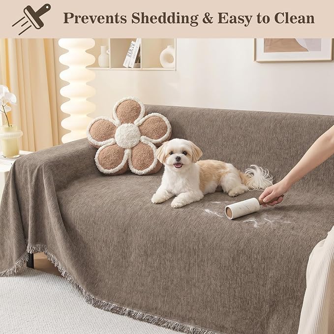 MEETSKY Sectional Couch Covers for 3 Cushion Sofa Pet Friendly, Washable Sofa Cover Chenille Couch Slipcover for Sectional Sofa, Thick Couch Protector Covers for Dogs Pets, 91" x 134" - Image 8