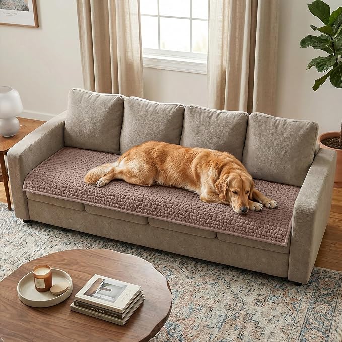 PAULATO BY GA.I.CO. Waterproof Blanket – 24x86” Changing Absorbent Pad for Incontinence – Machine Washable Stain-Resistant Protector for Couch Sofa or Bed – Reusable Waterproof Cover - Soft Taupe by PAULATOBYGAICO