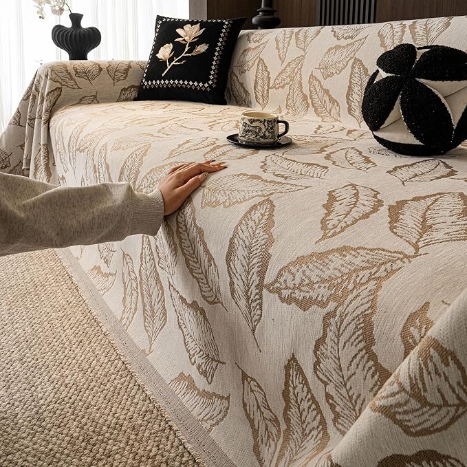 ROOMLIFE Couch Cover 3 Cushion Sofa, Washable Non Slip Furniture Sofa Protector Cover, Soft Chenille Sofa Slipcovers Sectional L Shape Dogs Couch Cover Throw Blanket with Tassels 71''X118'' - Image 4