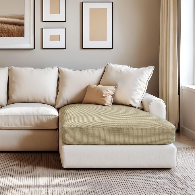 Hokway Stretch Chaise Cover Individual Couch Cushion Slipcovers Reversible Cushion Protector Slipcovers Sofa Cushion Protector Covers (Chaise Cover, Sand) - Image 8