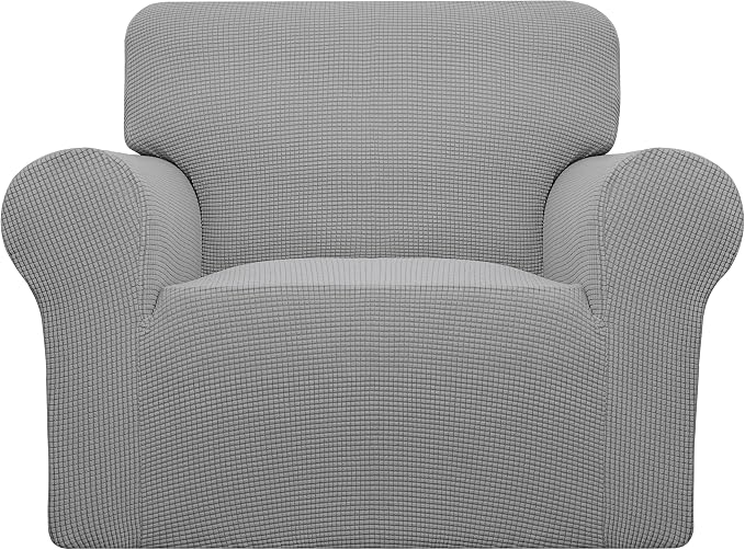 Easy-Going Stretch Oversized Chair Slipcover with Arm Washable Light Gray | 1-Piece Large chair covers armchair Furniture Protector for Living Room chair and a half cover Soft For Kids, Pet. by Easy-Going