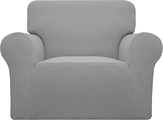 Easy-Going Stretch Oversized Chair Slipcover with Arm Washable Light Gray | 1-Piece Large chair covers armchair Furniture Protector for Living Room chair and a half cover Soft For Kids, Pet. by Easy-Going
