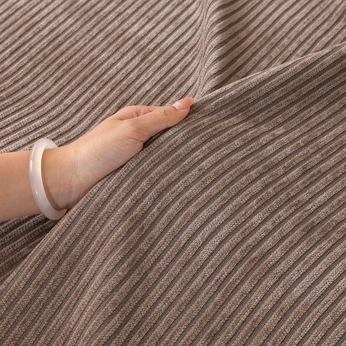 DREAMINGO Modern Minimalist Sofa Covers Washable Pet Furniture Protector Couch Cover for Dogs Cozy Chenille Couch Cover Blanket Stripe Textured Sectional Couch Slipcovers (Large, Coffee) - Image 6