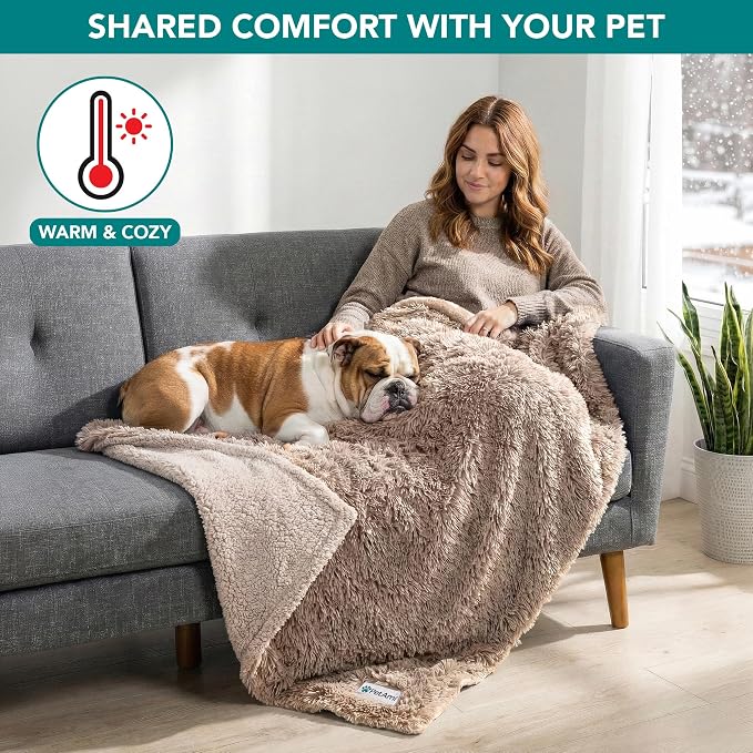 PetAmi Waterproof Dog Blanket for Couch, Bed & Furniture,Reversible Sherpa & Faux Fur Pet Blanket, Leakproof Blanket for Puppy Cat, Washable Soft Calming Pet Couch Protector (29x40, Taupe) - Image 6