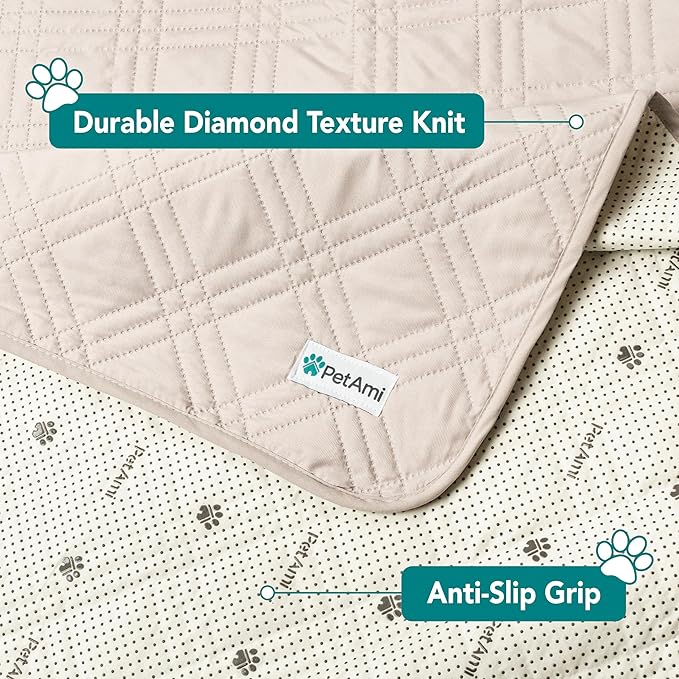 PetAmi Waterproof Couch Cover for Dogs, Non-Slip Leakproof Sofa Furniture Protector for Pet Cat, Machine Washable Bed Blanket for Car Seat, 30x70 Beige - Image 6