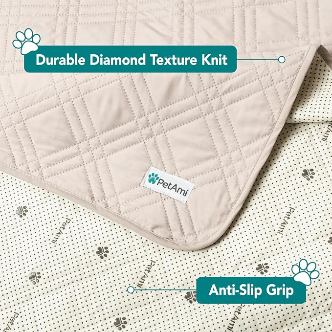 PetAmi Waterproof Couch Cover for Dogs, Non-Slip Leakproof Sofa Furniture Protector for Pet Cat, Machine Washable Bed Blanket for Car Seat, 52x82 Beige - Image 6