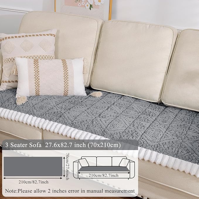 Grey Pet Couch Cover for Dog, 27.6''x82.7'' Sofa Cover Protector | Washable Soft Non Slip Sofa Slipcover for 3 Cushion Couch, Fuzzy Sofa Pad Pet Friendly Dog Bed Mat for Couches - Image 6