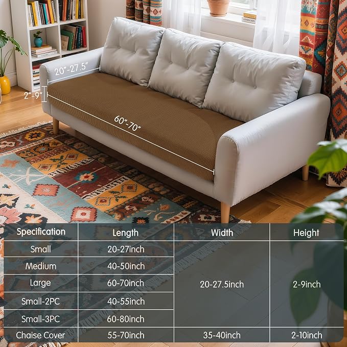 Hokway Couch Cushion Covers Stretch Cushion Covers Sofa Seat Cushion Slipcover Cushion Protector(Coffee, Large) - Image 3