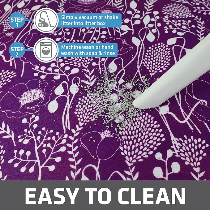 Drymate Cat Litter Box Mat, Litter Trapping Mat, Purple, 20x28 | Waterproof, Urine-Proof, Absorbent, Machine Washable, Soft on Paws, Contains Mess, Protects Floors, Kitten Supplies, USA Made - Image 5