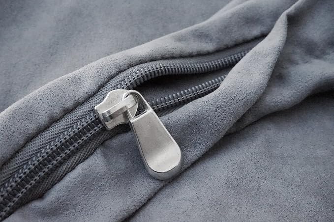 Dogbed4less 40X35X4 Inches XL Size : Suede Fabric External Replacement Cover in Grey Color with Zipper Liner for Dog Pet Bed Pillow or pad - Replacement Cover only - Image 2