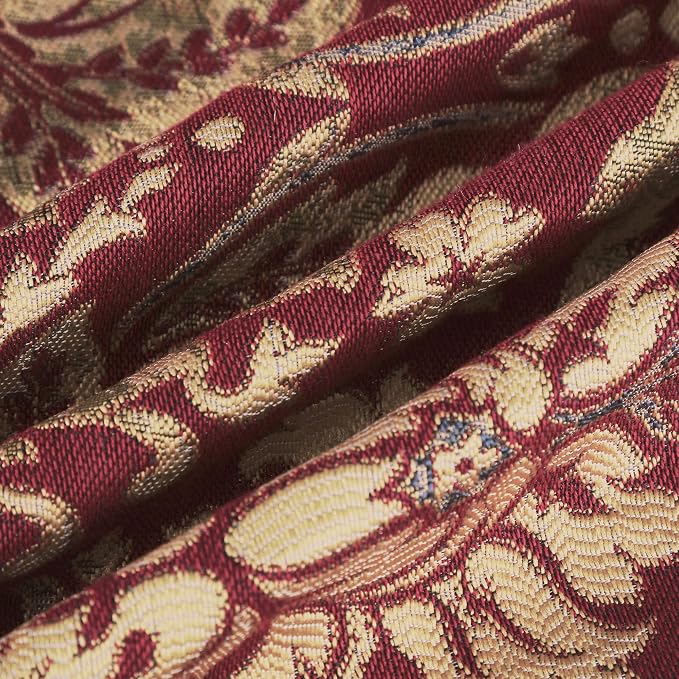 Loom and Mill Luxury Damask Sofa Couch Covers, Burgundy Red, 71" x118 | Elegant Jacquard Sofa Throw Cover with Tassels for 2-3 Cushion Couch, Sectional Couch Cover Sofa Slipcover for Dogs Pets - Image 6