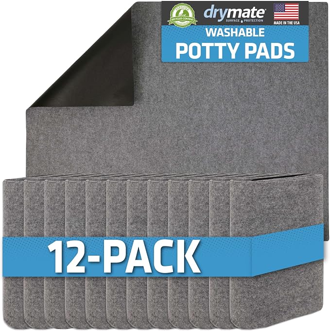 Drymate 12-Pack Washable Pee Pads for Dogs (29x36), Waterproof, Absorbent, Slip-Resistant, Reusable Pet Training Potty Puppy Mats, Housebreaking, Incontinence Bed Pads, Crate, Kennel (USA Made) by Drymate