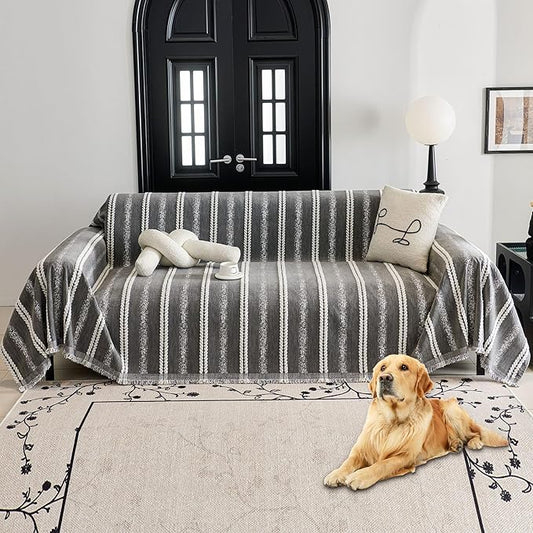 HAOMAIJIA Non Slip Couch Cover Sofa Covers for 3 Cushion Couch Washable sectional Couch Covers for Dogs pet Furniture Protector Couch Cover Blanket for Living Room (TM-Grey, 71"x118") by HAOMAIJIA
