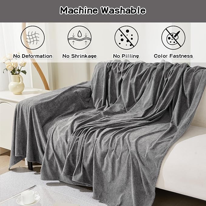 MEETSKY Couch Cover for 3 Cushion Couch Cat Scratch Proof Sofa Covers Washable Couch Protector Sectional Couch Covers for Dogs Soft Couch Cover Blanket Sofa Slipcover for Pets Kids, 91" x 134", Grey - Image 4