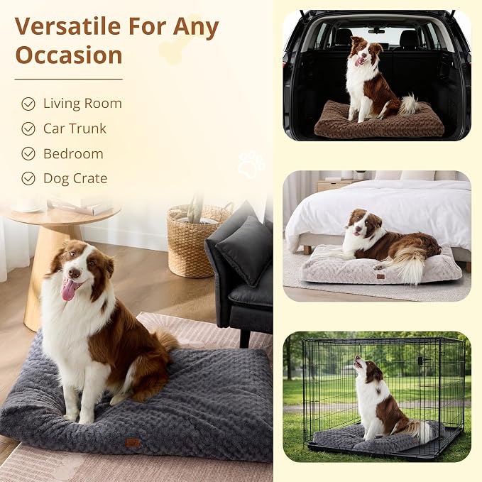 EGOHOME Extra Large Dog Bed, Shredded Memory Foam, Washable, Non-Slip | Balanced Support Foam, CertiPUR-US, Removable Washable Cover, Rose Velvet, Dog Crate Bed & Kennel Pad, 47 x 29 Inch, Beige - Image 7
