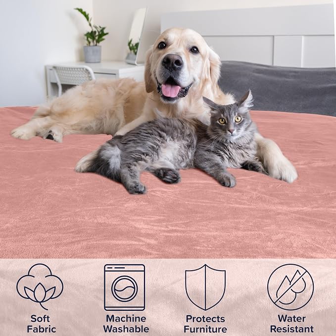 PETMAKER Dog Blanket - 80x100in Reversible Sherpa Blanket - Throw Blankets for Bed, Couch, Crate, or Car - Machine Washable Puppy Essentials (Pink) - Image 2