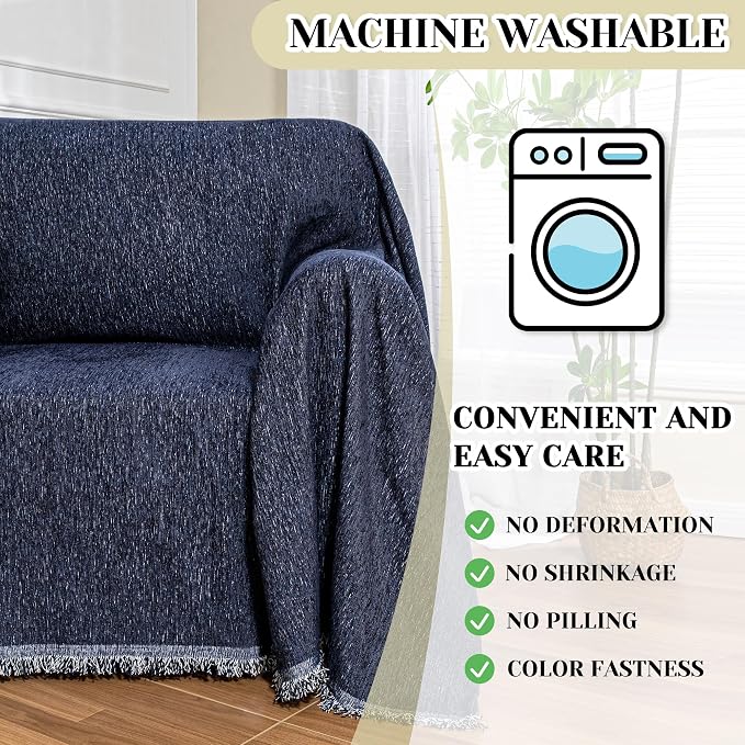MEETSKY Navy Blue Couch Cover Sofa Covers Single Recliner Couch Cover, Sofa Throw Cover for Couches Sofa Slipcovers Furniture Covers Modern Style for Living Room Decoration, 71"x 91" - Image 6