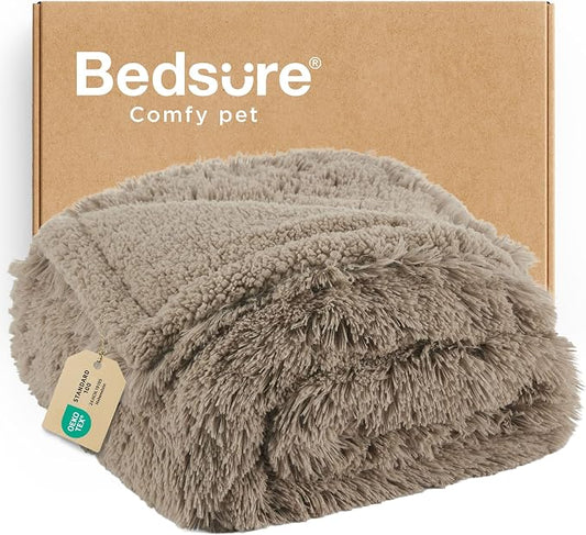 Bedsure Waterproof Dog Blanket for Small Dogs Cats Fluffy Faux Fur, 30x40 | Plush Fuzzy Reversible Pet Blankets for Couch and Dog Bed, Soft Calming Throw Cat Puppy Blanket Washable, Dog Gift, Brown by Unknown