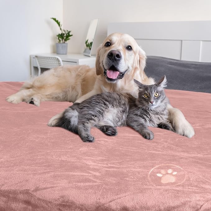Waterproof Pet Blanket - 50x60-Inch Reversible Sherpa Fleece Throw Protects Couches, Cars, and Beds from Spills, Stains, and Fur by PETMAKER (Pink) - Image 8