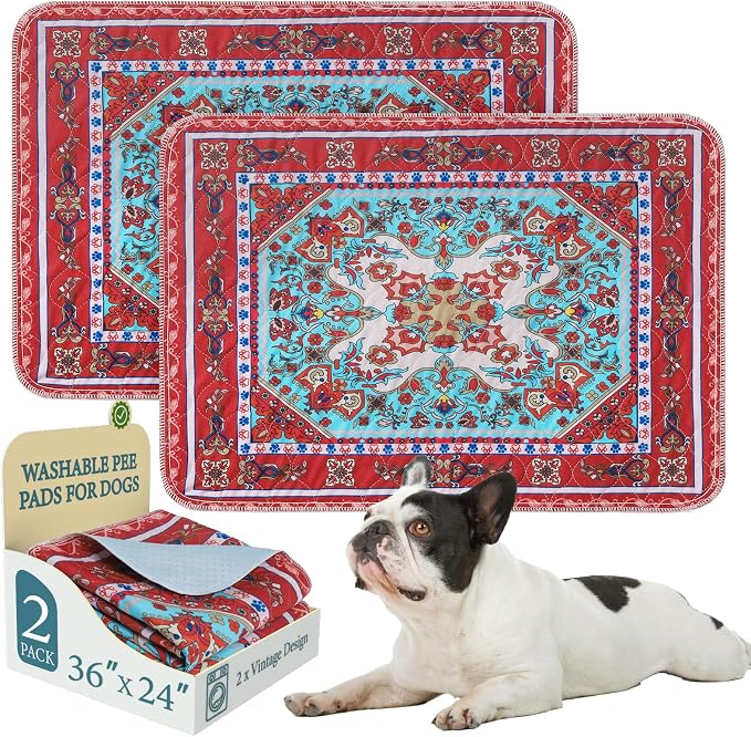 Homimp Washable Pee Pads for Dogs, 2 Pack Reusable Puppy Pads Waterproof, Absorbent and Leakproof Dog Pee Pads, Non Slip Puppy Training Pads, Pet Mat for Floor, Crate, Couch, Whelping,Brown, 24"x36" by HOMIMP